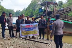 Sisir Lima Desa, Polsek Nanga Taman Hentikan Aktivitas Tambang Emas Ilegal di Sekadau