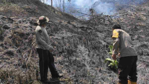Polsek Jangkang Cek Tiga Titik Hot Spot Karhutla di Desa Selampung Sanggau