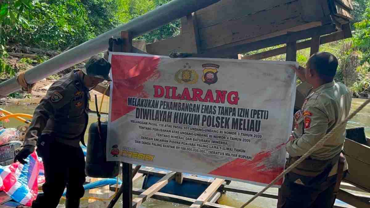 Polsek Meliau Temukan Belasan Mesin Dompeng saat Razia PETI di Sanggau